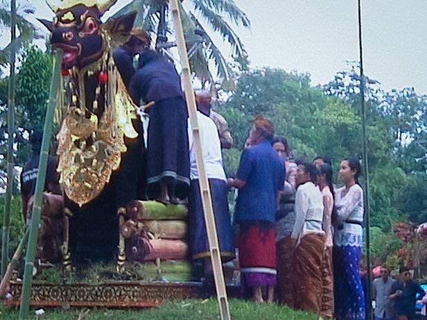 Preparations for Bali cremation ceremony.